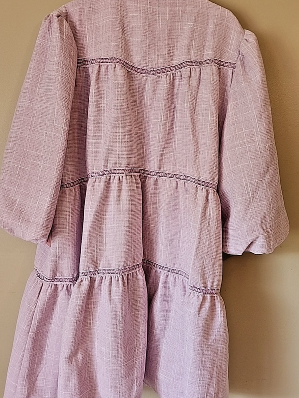 Ivy City Co. Collared Tiered Tweed Purple Plaid Shirt Dress 3/4 Sleeve S - Picture 3 of 10